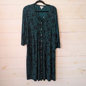 J.Jill dress women’s XL floral button front midi casual boho